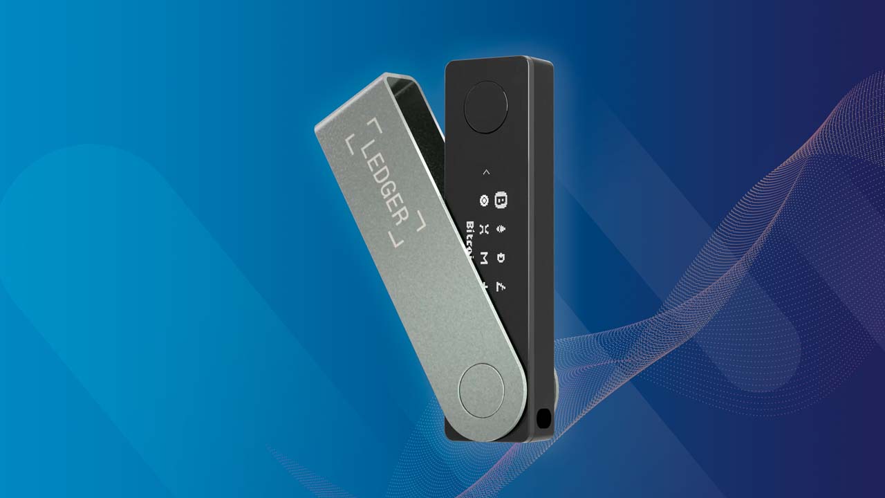 Ledger Nano X hardware wallet next to a smartphone running a secure Web3 browser.