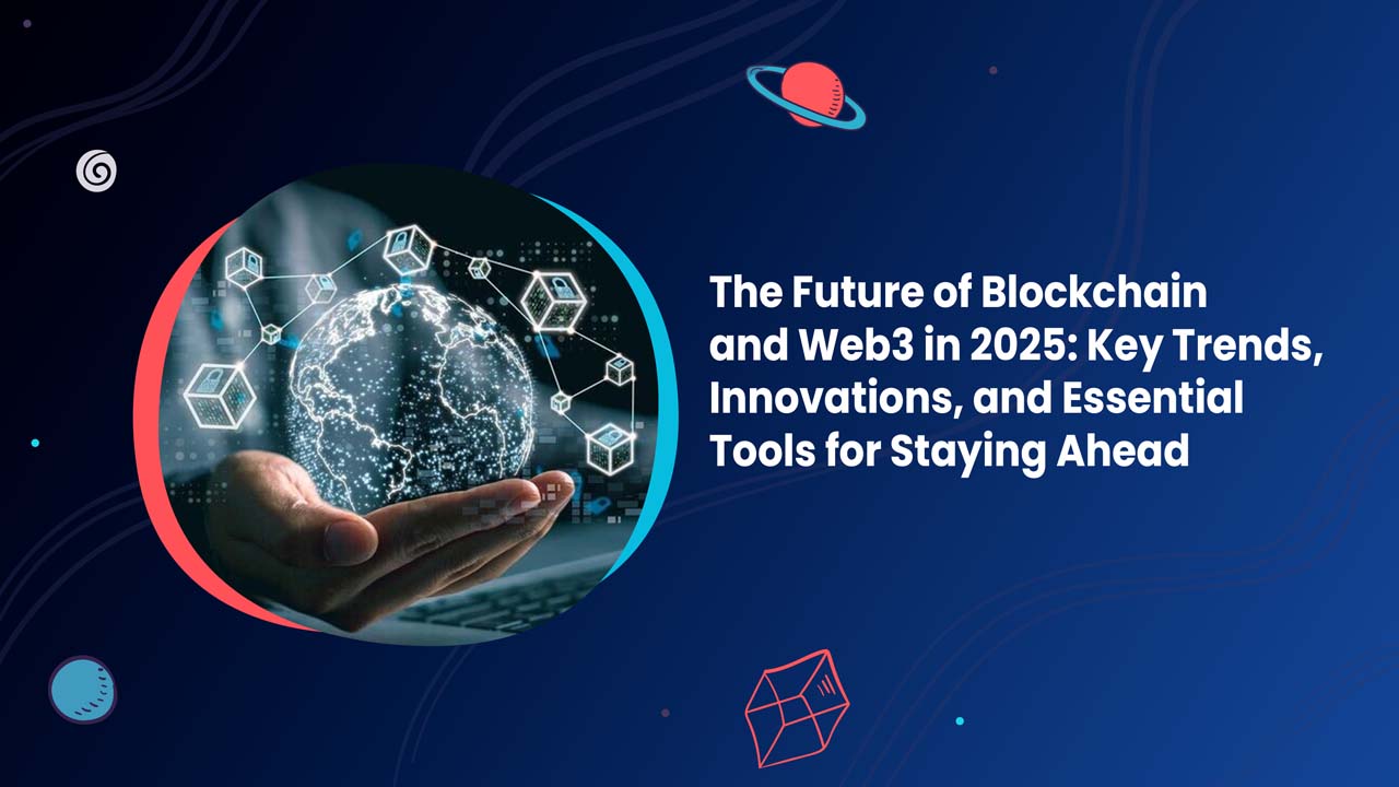 Illustration of blockchain technology, AI integrations, modular architecture, and Web3 tools shaping the future of crypto in 2025