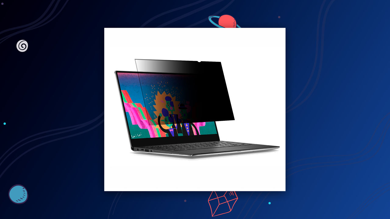 Laptop with privacy filter applied during DeFi wallet login in a public setting