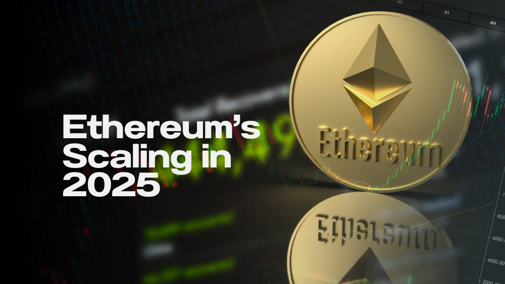 Infographic showing top Layer-2 solutions scaling Ethereum in 2025, including Arbitrum, Base, zkSync, and Starknet Ethereum Scaling in 2025